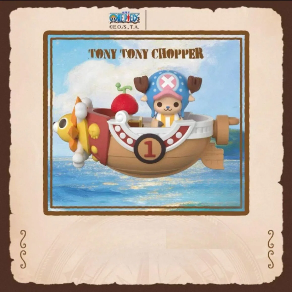 One Piece collectible keycap showcasing a vibrant, stylized Tony Tony Chopper from various angles, highlighting intricate details.