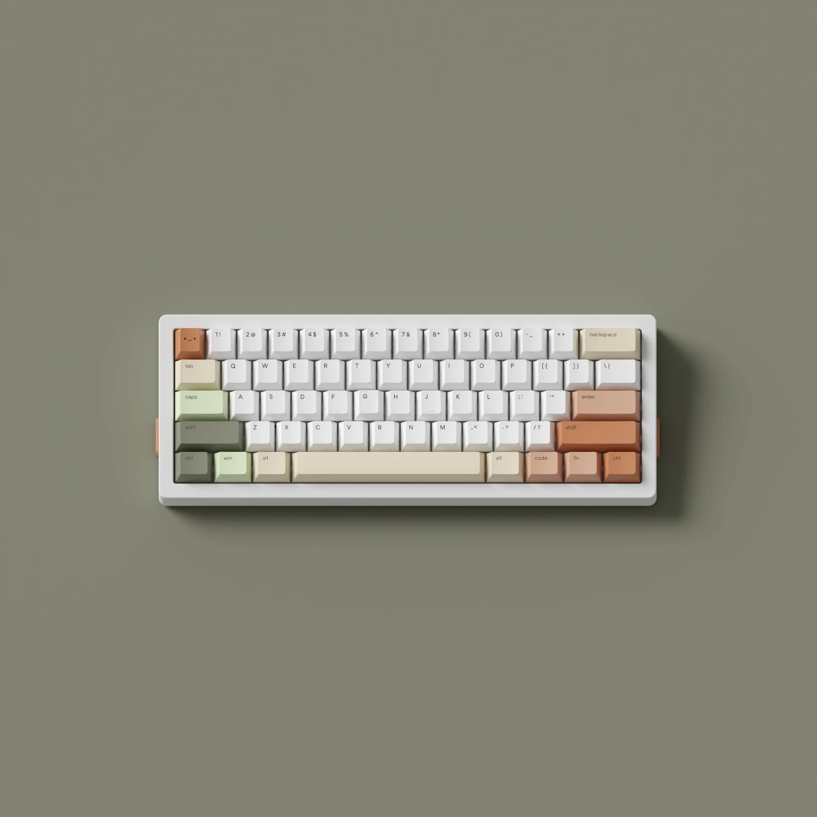 Osume Zen keycaps product render showing cream, clay, jade, and pine colors