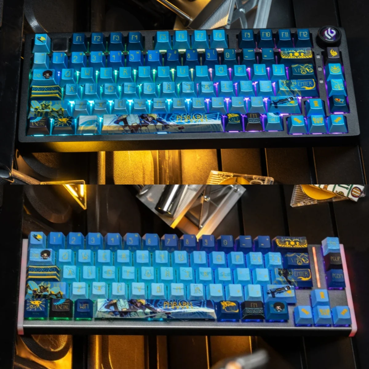 Exclusive Overwatch Pharah PBT keycap featuring precise side-engraved art and metallic accents, a premium collectible for gamers.