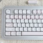 Iconic Miffy & Friends MOA PBT Dye-Sub Keycaps, shown from various angles. Showcases whimsical characters and soft colors for a playful keyboard.