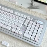 Collection of Miffy & Friends MOA PBT keycaps, highlighting whimsical characters and soft colors. Iconic dye-sub PBT keycaps seen from different angles.