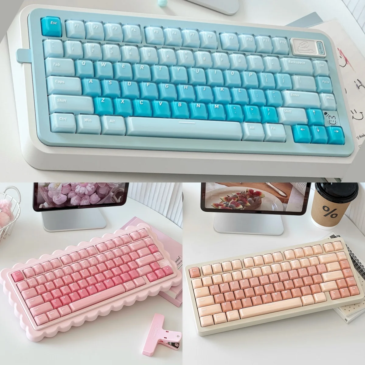Sweet main image of the Pastel Pudding Jelly Keycap Set, highlighting its soft, translucent pastel jelly aesthetic for a vibrant, inviting desk.