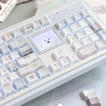 Fashion Girl PBT Backlit Keycaps Set, captured from multiple angles, showcases its unique modern translucent design and captivating backlit glow.