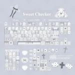 Sweet Checker PBT Side-Lit Keycaps. See charming plaid clean legends unique side-lighting at multiple angles for joyful durable typing.