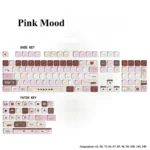 Charming Pink Mood MOA Keycap Set displayed beautifully, highlighting the soft pastel pink hues and smooth retro spherical profile for a cheerful typing.