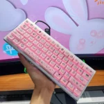 Close-up views of the playful Pixel Rabbit Keycaps, showcasing their vibrant, translucent jelly MDA profile and adorable pixel art rabbit designs.