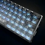 Polar Day Carbon Fiber Keycap, multiple angles. Its sleek, high-contrast pattern and unique ethereal glow highlight premium strength and style.