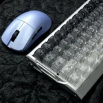 Gallery of the Polar Day Carbon Fiber Keycap, showcasing its unique aesthetic, sleek high-contrast pattern, and ethereal glow from multiple angles.