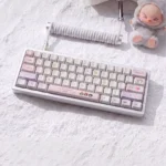 Powerpuff Girls PBT Dye-Sub keycaps set showcasing vibrant Blossom, Bubbles, and Buttercup, bringing playful nostalgia to your keyboard.