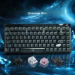 Detailed views of Quantum Hive Lite Keycaps Cherry set. Features translucent PC, futuristic geometric design, and vibrant RGB illumination.