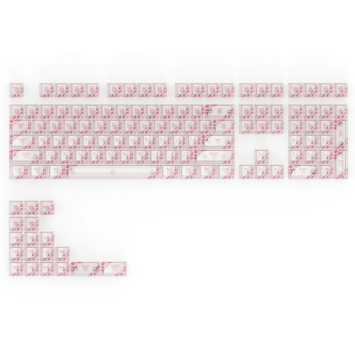 Quantum Hive Lite keycaps, translucent PC, glowing with futuristic RGB light. Premium Cherry profile for mechanical keyboards.