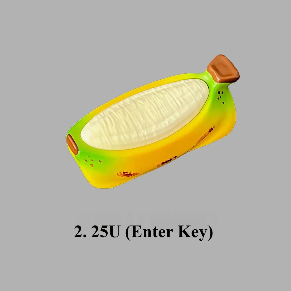 Playful 2U Chubby Banana hand-painted resin artisan keycap, a unique handcrafted design bringing vibrant, whimsical joy to any mechanical keyboard.