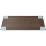 Spacious Retro Future Desk Mat, showcasing elegant retro-futuristic landscape and minimalist design in muted colors for a premium workspace.
