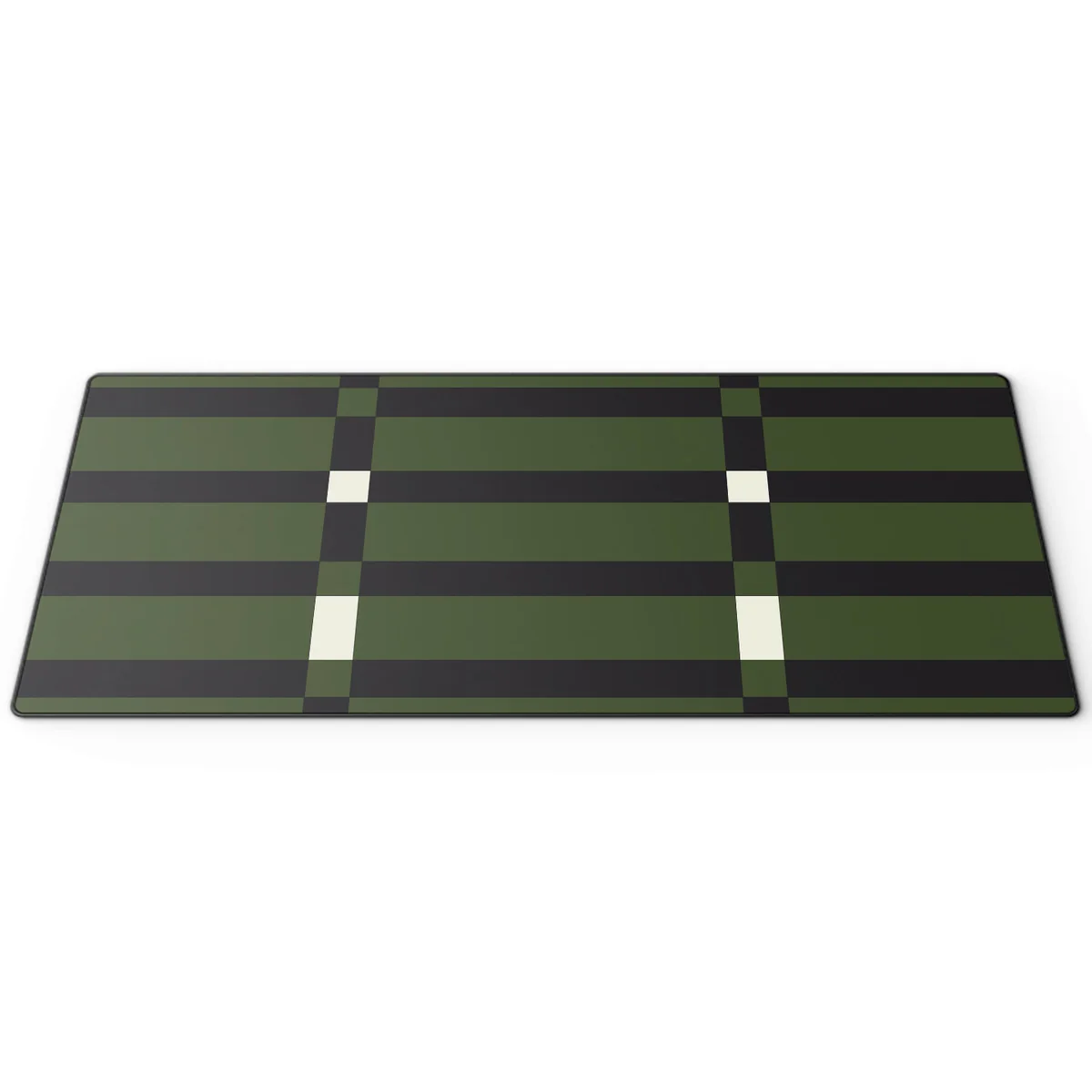 Side view of the Artistic Retro-future Desk Mat, featuring a minimalist design with elegant retro-futuristic geometric patterns, ideal for modern.