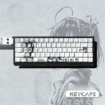 Exclusive Rikka Takanashi Side-Engraved Translucent Keycaps from the Chunibyo Set, showcasing vibrant anime art perfect for backlighting.