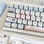 Gallery of Sailor Moon Jade MOA Keycaps, featuring iconic magical girl aesthetic, smooth pastel jade resin, and elegant MOA profile from diverse angles.