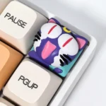 Handcrafted 3D resin Sailor Moon Luna keycap from a side view, emphasizing Luna the cat's whimsical anime design and intricate resin craftsmanship.