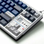 Detailed view of Samurai Blue translucent double-shot keycaps set, capturing their deep hue, subtle translucency, and premium craftsmanship from multiple angles.