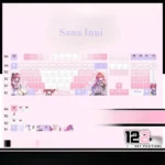 Sana Inui PBT backlit anime keycap set, artistically angled, showcasing vibrant character art, durable texture, and luminous backlighting for custom keyboard.