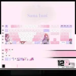 Sana Inui PBT backlit anime keycap set, multiple views highlighting vibrant character art, luminous backlighting, and the durable, clean PBT texture.
