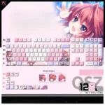 Sana Inui PBT backlit keycap set featuring vibrant anime character art, highlighting its durable texture and luminous glow.