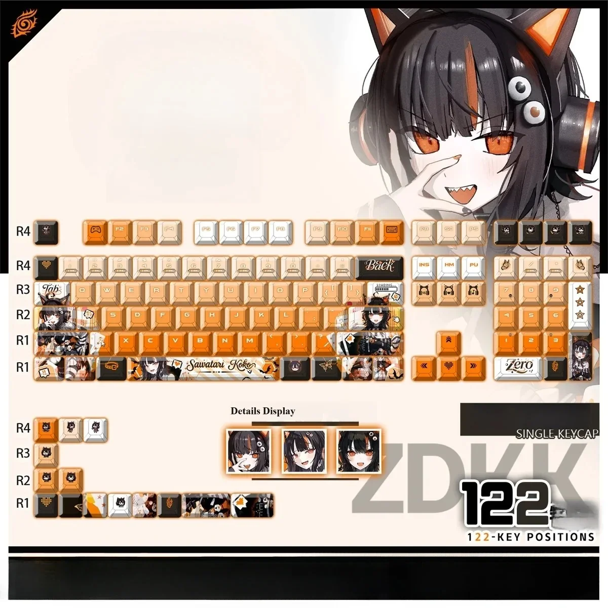 Exclusive Magical Girl Witch Trials Sawatari Coco Keycap Set main image, highlighting anime-inspired character art and a mystical dark fantasy aesthetic.