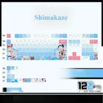 Dynamic angle of the iconic Shimakaze PBT shine-through anime keycap, highlighting the playful character art and luminous details.