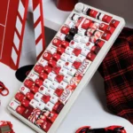 Vibrant Slam Dunk PBT keycaps set showcasing iconic anime characters and a dynamic basketball court design, perfect for nostalgic fans.