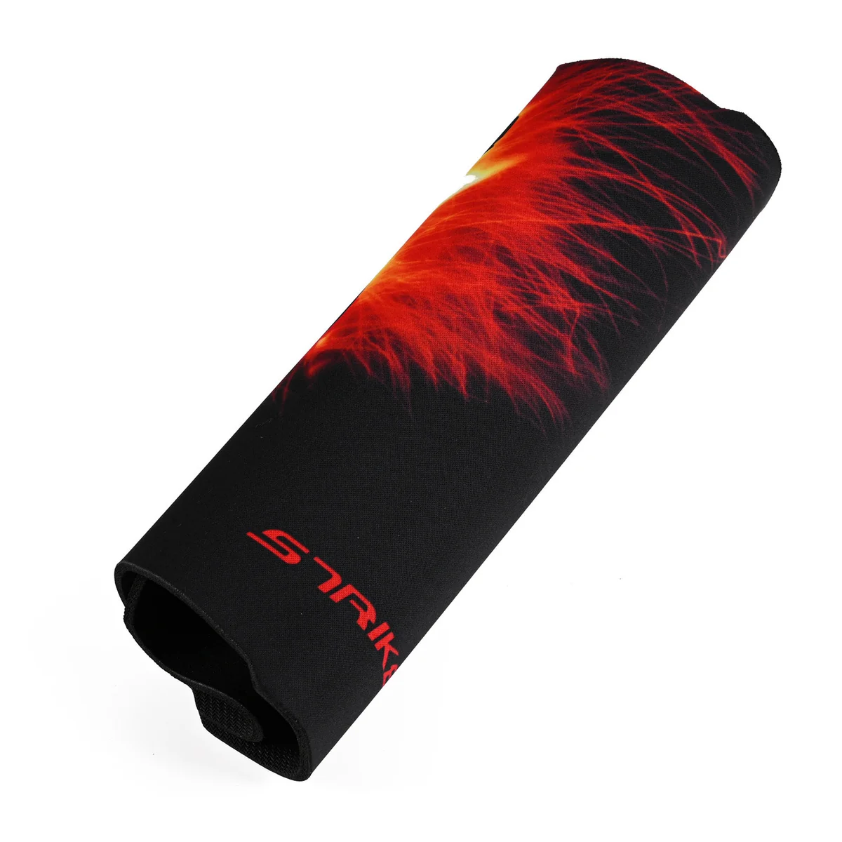 Strike X PAD precision gaming mouse pad, showcasing its sleek black fabric surface, optimized for smooth glide and superior natural rubber.