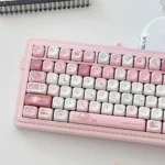 Whimsical Sugar Bunnies MOA PBT keycap set. Adorable pastel dessert designs with cute rabbits, highlighting its unique MOA profile for mechanical keyboard.