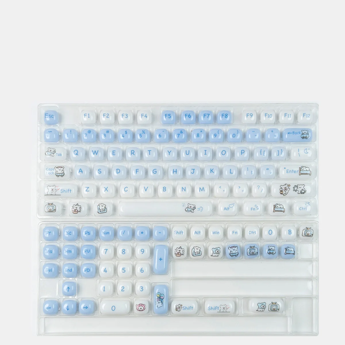 Adorable whimsical Animal Spa: Swimming Maltese Dog MOG Keycap Set, featuring its vibrant translucent look and playful cartoon dog in a jelly pool.