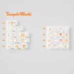 Vibrant Tangelo Mochi keycap set in MOA profile, showcasing cute, premium PBT dye-sub design with summery orange and cream hues.