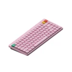 NODE75 Neon Pink Tri-Mode Mechanical Keyboard with switches, showcasing its modern, minimalist design and customizable RGB lighting.
