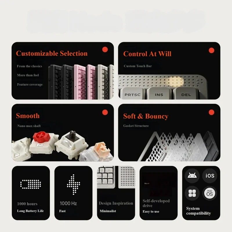 NODE75 Vintage White Tri-Mode Mechanical Keyboard. Vintage elegance, sleek profiles, customizable RGB. Premium dual-profile build, various angles.