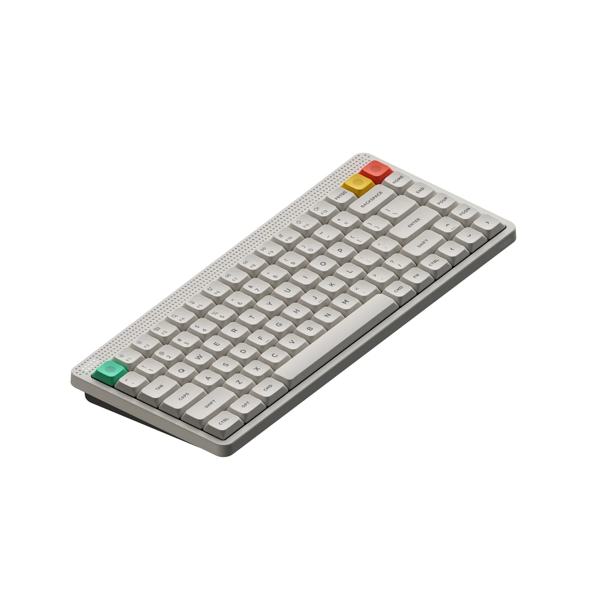 NODE75 Vintage White Tri-Mode Mechanical Keyboard, an elegant, premium device with vintage-inspired minimalism, showcasing its customizable and dual-profile.