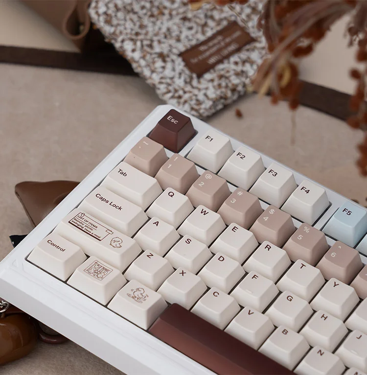 Joyful Cocoa Duck Tri-Mode Themed Mechanical Keyboard, displaying its charming design, warm hues, delightful details, and silent linear switches.