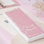 Multiple charming angles of the UR98 Daily Life Tri-Mode Mechanical Keyboard, featuring its adorable pastel keycaps and silent mechanical switches.