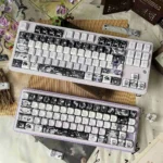Violet PBT Keycap Set with a netherworld fantasy oracle design, showcasing mystical deep violet hues and a smooth finish for mechanical keyboards.