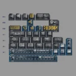 Wandering Earth Underground City PBT Dye-Sub Keycap Set displayed from multiple angles, highlighting the dark metallic sci-fi aesthetic.