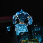 Handcrafted WoW Water Elemental keycap, a mystical blue sculpted art piece, showcasing its intricate fantasy details from a distinct angle.
