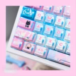 Wuthering Waves Aemeath Mecha PBT Keycap Set. Multiple angles reveal the premium, futuristic design and durable PBT texture。