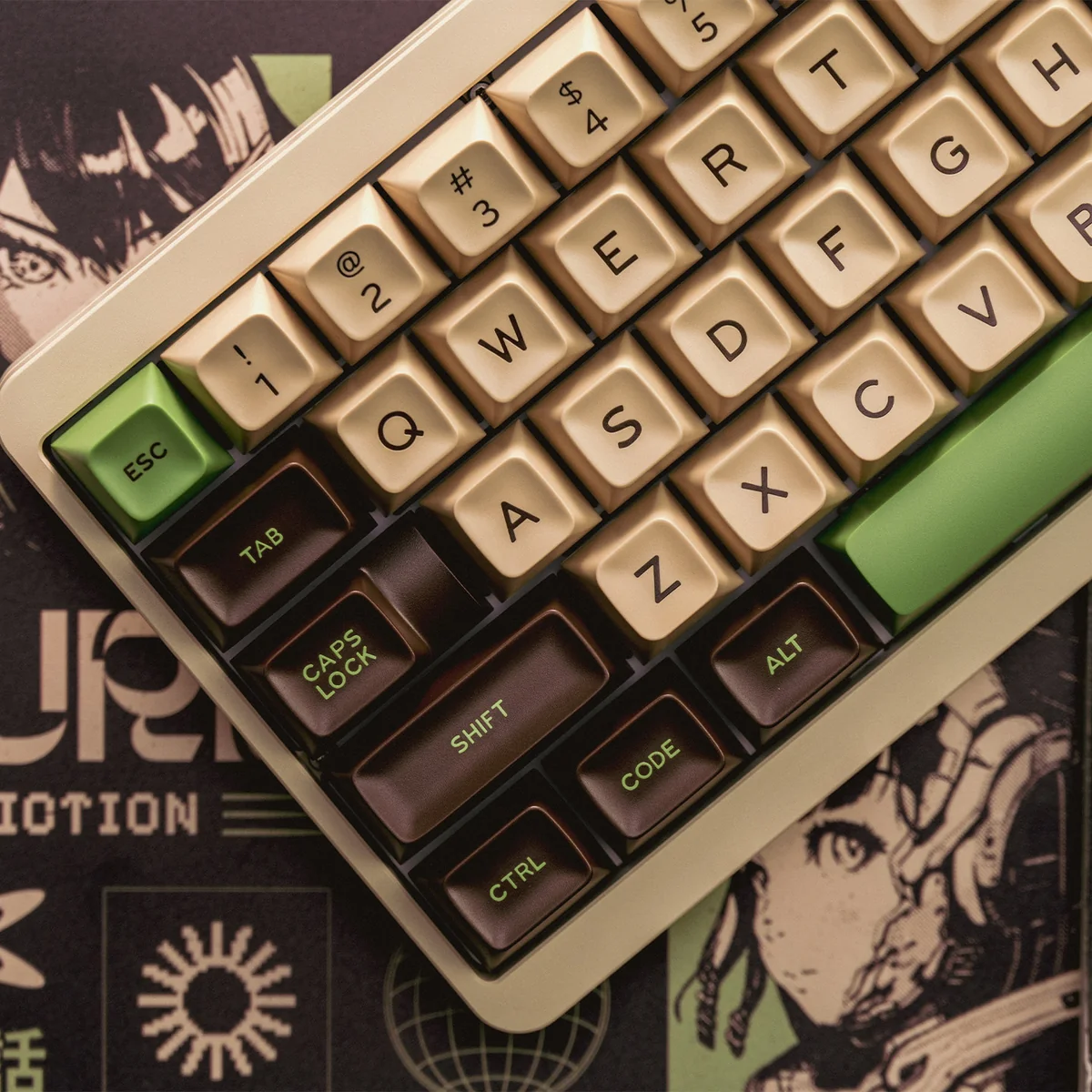 Iconic Yoda SA Keycaps in a detailed view, highlighting the sculpted SA profile and premium double-shot ABS craftsmanship.
