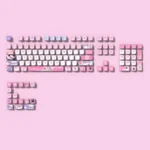 A collection of Zenless Zone Zero Remielle Dan translucent PBT keycaps, showcasing vibrant, game-inspired designs and crisp side-engraved legends from variant angles.