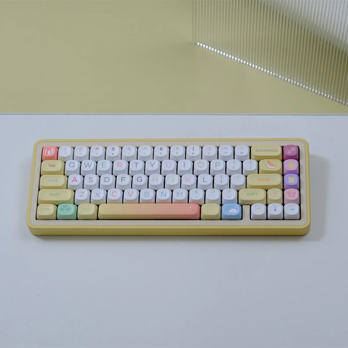 Elegant Afternoon Tea MOA Profile Keycaps featuring charming pastel tea party motifs, showcasing their whimsical design and ergonomic comfort.