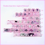 Angels of Delusion Cherry Keycap Set featuring chibi angel art and translucent side-lit legends, with 78 keys for Zenless Zone Zero 60/61/63/64/68 layouts.