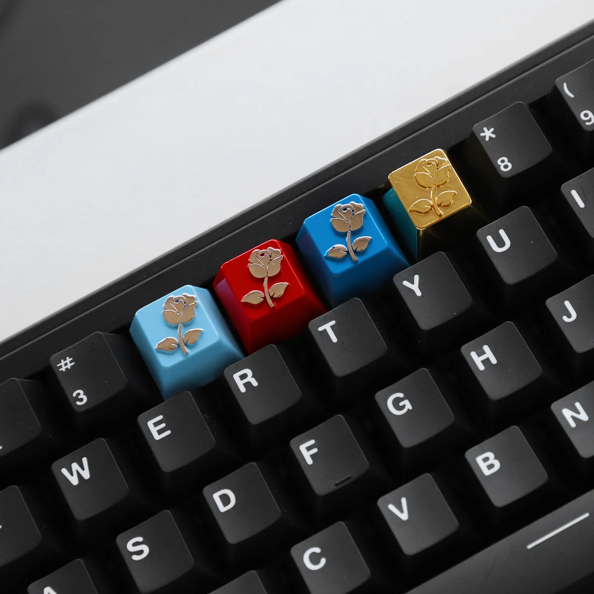 Limited Edition Zinc Alloy Rose Artisan Metal Keycap featuring an intricate metallic rose design, imbued with a mysterious sea fog and romantic elegance.