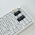 Playful Astronaut PBT Keycaps: A full 131-key dye-sub set showcasing crisp astronaut legends and a clean white base from multiple angles.