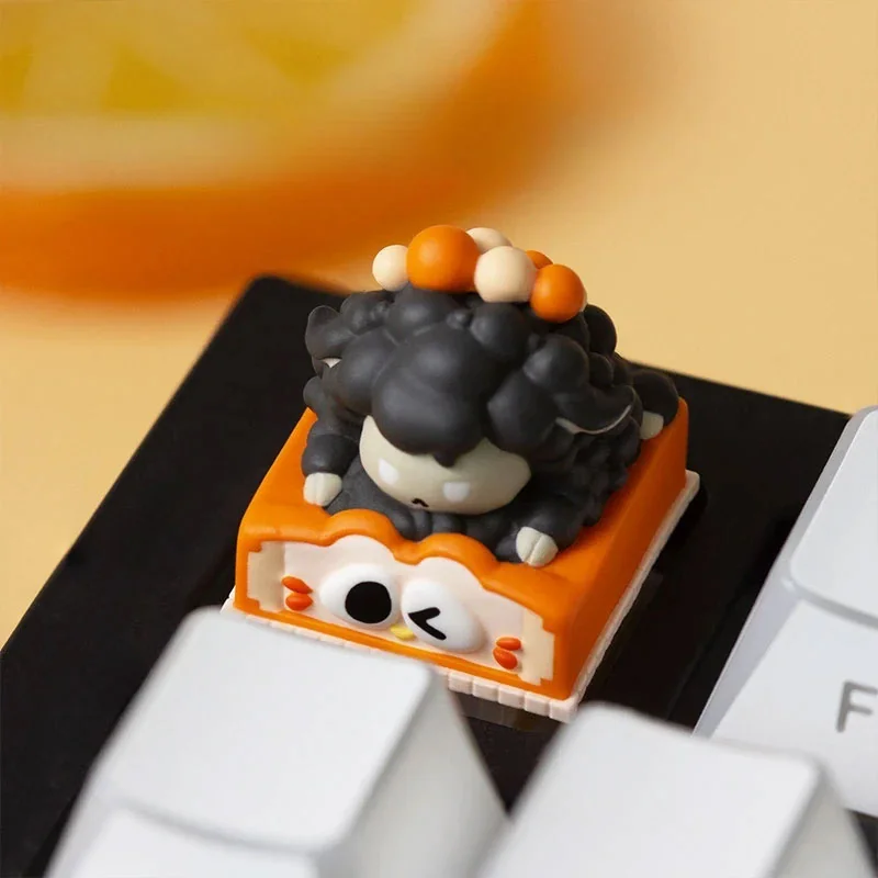 Adorable Baa-Baa Sushi Shop keycap, showcasing its whimsical miniature design and vibrant details from multiple angles.