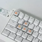 Playful translucent Capybara Couple Lumeikeycaps, an adorable XDA 5-key set, showcase a whimsical glowing capybara couple illustration, perfect for unique keyboard.
