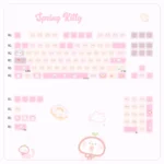 Whimsical Spring Kitty Backlit Cat Ear PBT Keycaps Set, showcasing charming glowing cat ears and unique side-printed legends for a playful aesthetic.
